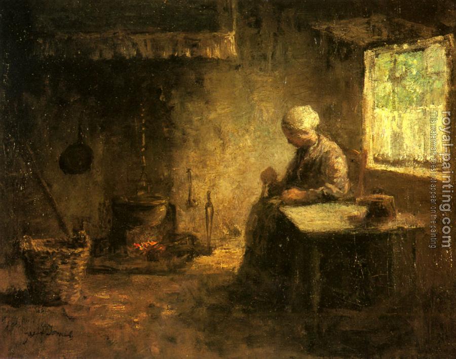 Jozef Israels : Peasant Woman By A Hearth